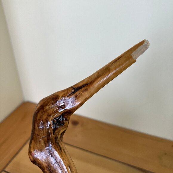 Burled Wood Sculptural Bird Folk Art Waterfowl Hand Carved Wooden Decoration - Picture 2 of 7